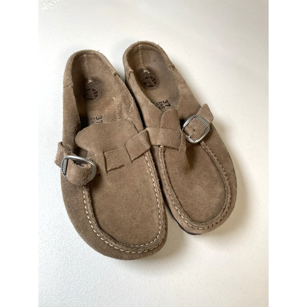 Birkenstock Buckley Suede Clogs Mule Slip On Shoes EU 37 Women's 6 6.5 Brown